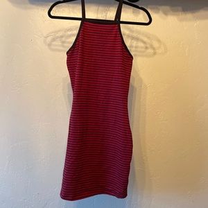 Maroon and black striped dress